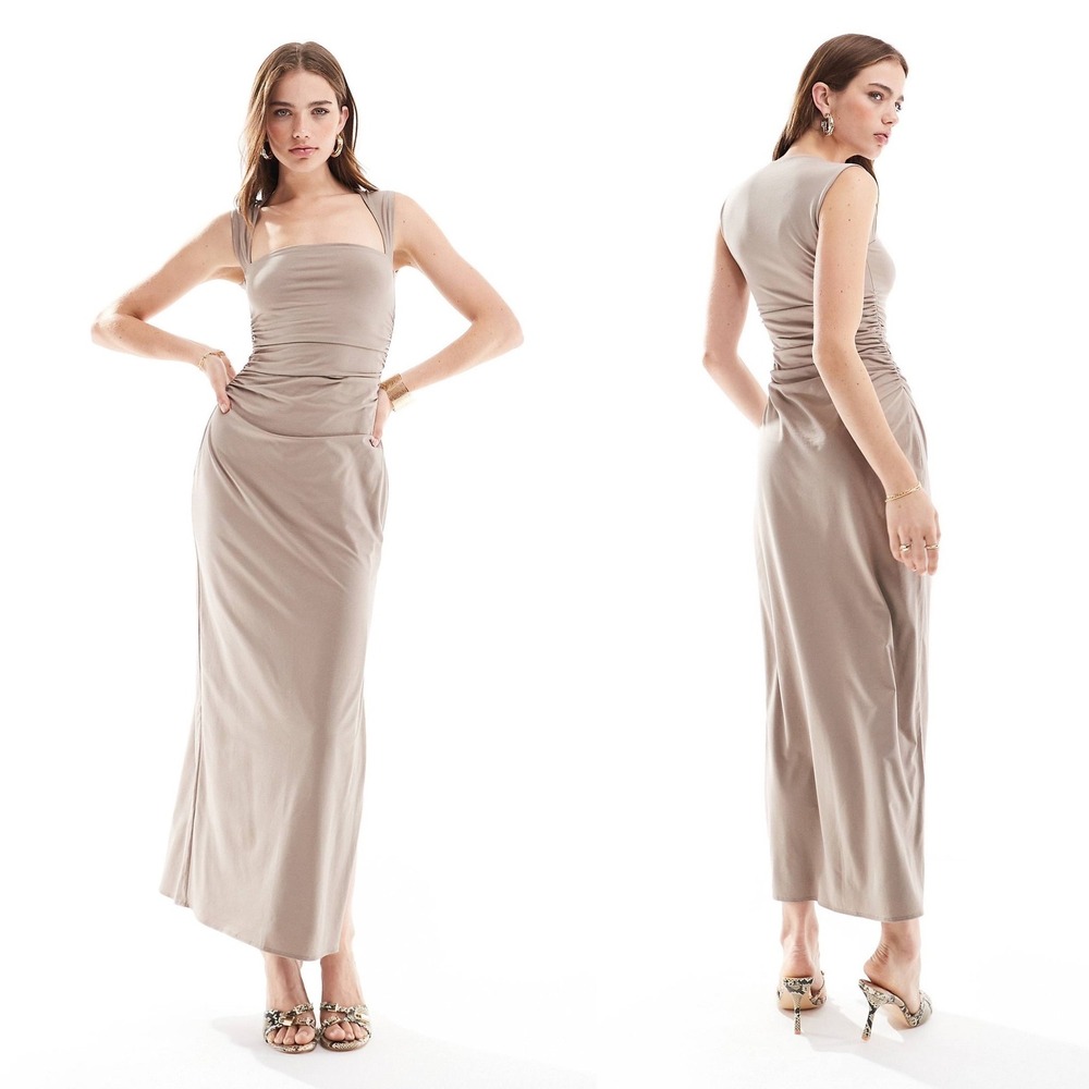 New NWT Abercrombie & Fitch Ava Knit Square Neck Maxi Modal Cotton Blend Dress M